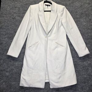 White House Black Market Coat Womens Medium White Longline Single Button Lined